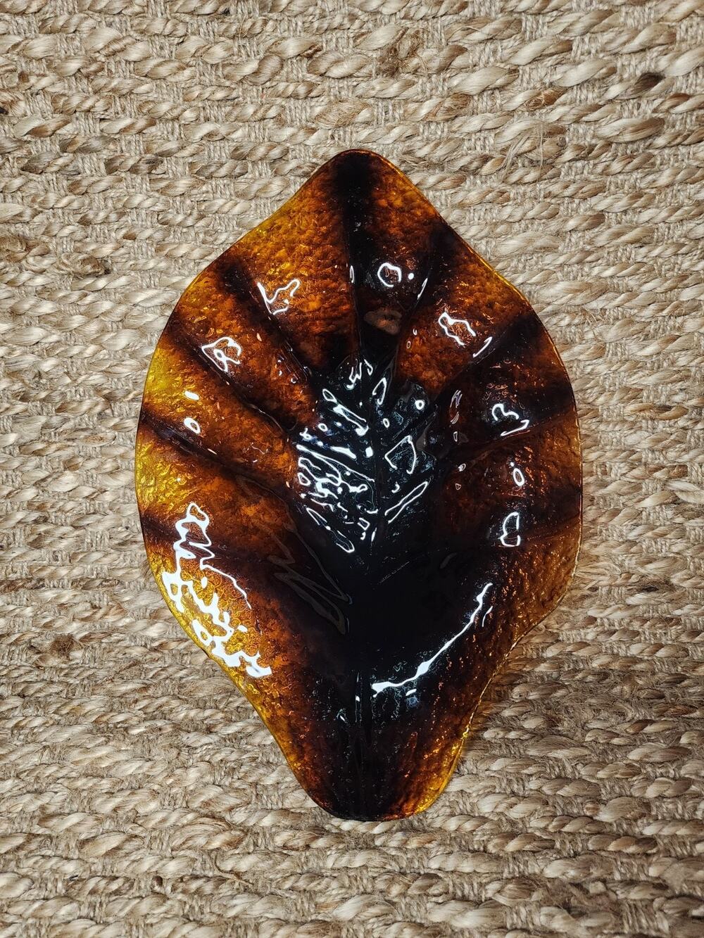 Threshold Glass Brown Leaf Plate Dish Autumn Fall Thanksgiving Serving Dinning
